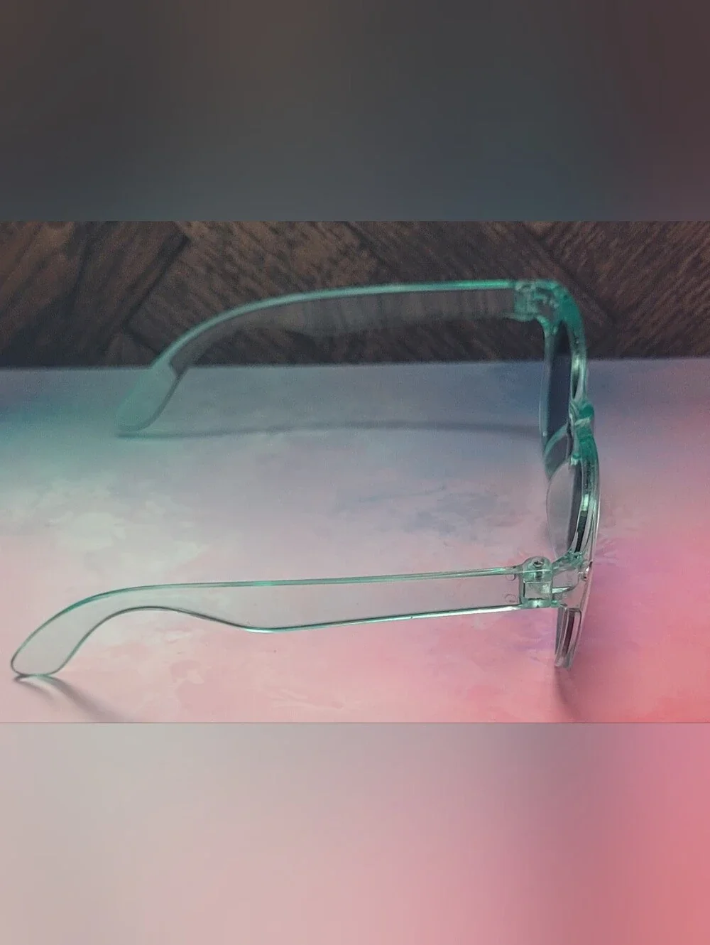 Mint Green Translucent Frame Sunglasses with Iridescent Lenses For Kids